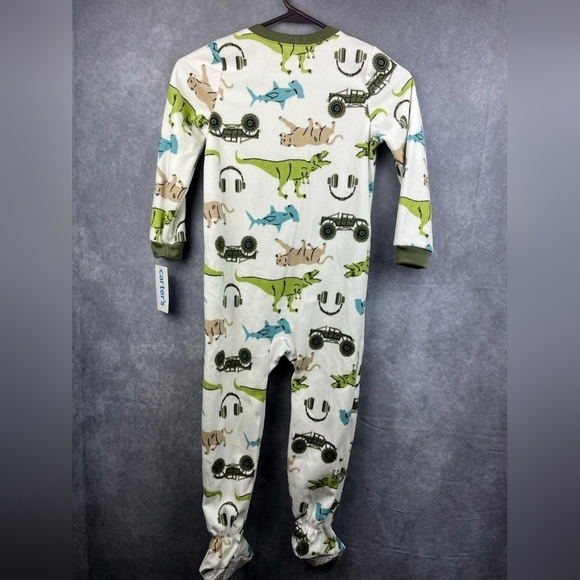 Carter’s boys dino zippered footie pajamas Size 5 - Picture 6 of 9